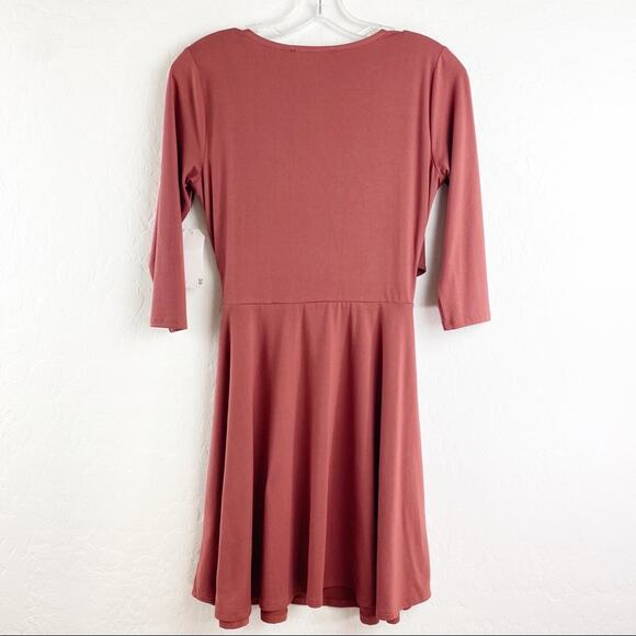 Sadie & Sage Copper Rust Surplice Faux Wrap Midi Dress Small S New NWT - Picture 2 of 7